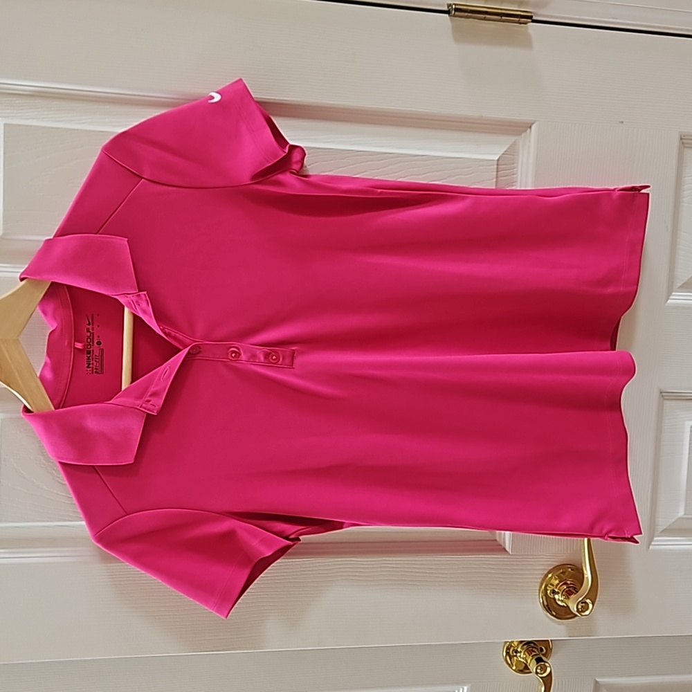 NIKE GOLF dri-fit bright pink polo shirt size M